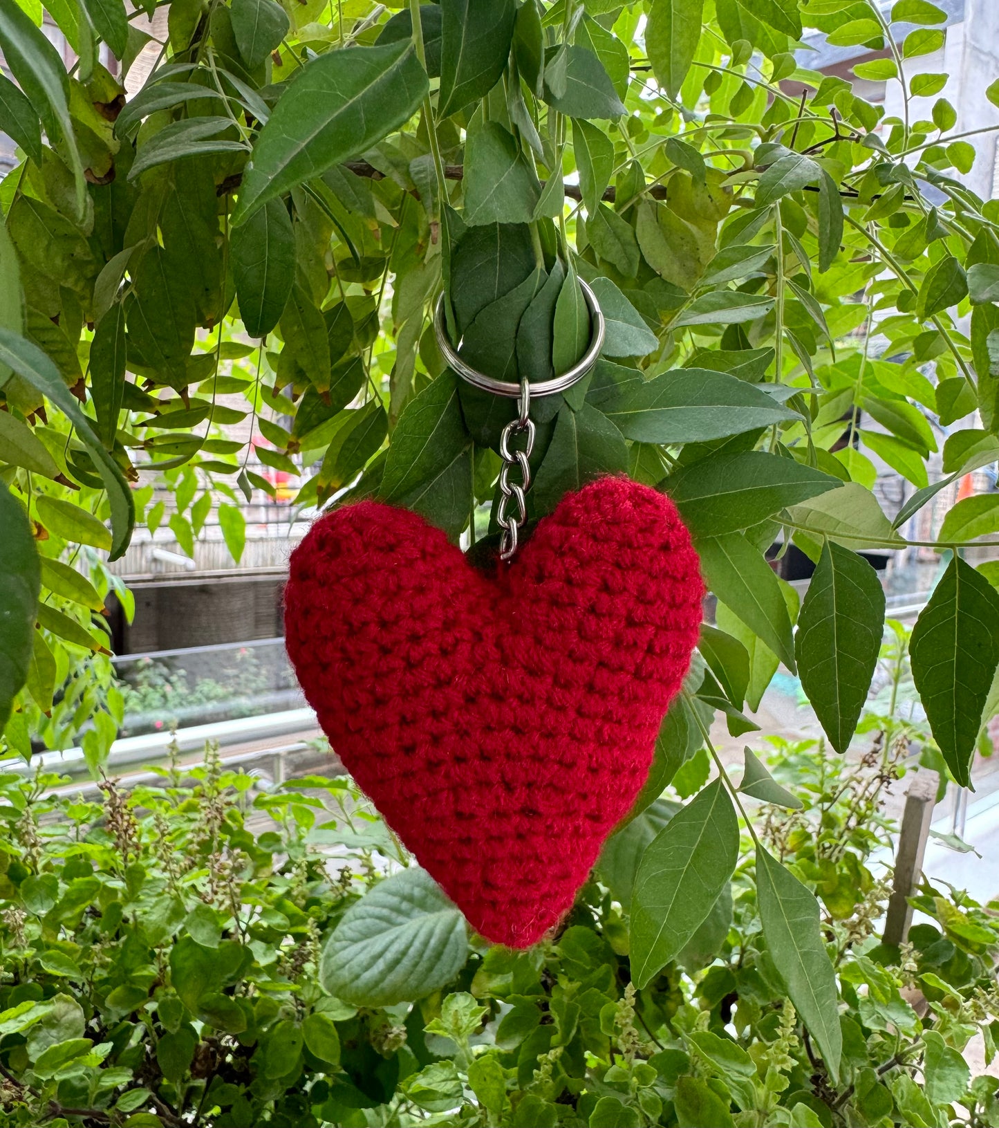 Crochet Heart Keychain