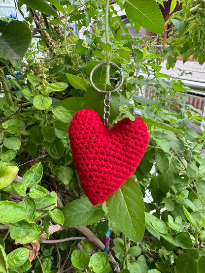 Crochet Heart Keychain