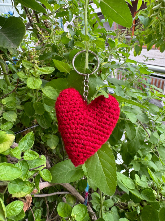 Crochet Heart Keychain